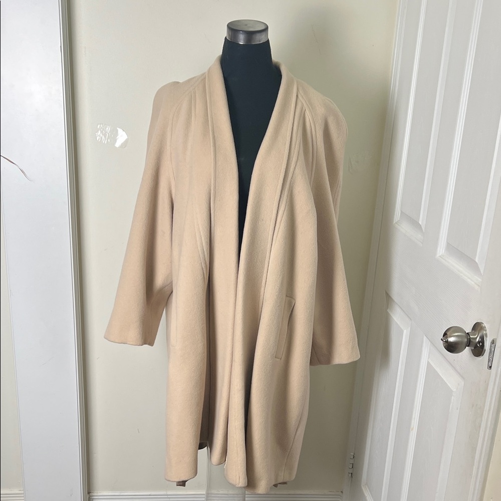 Vintage Elegant Cream Women's Outerwear Trench Drape Coat size L